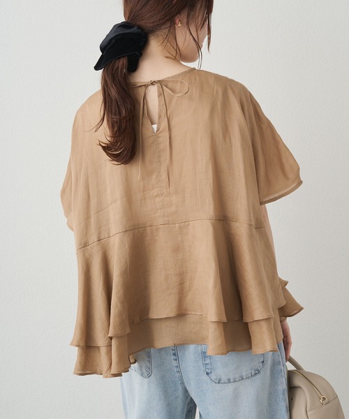 PUAL CE CIN（ピュアルセシン）の「ラミー2枚重ねペプラムブラウス（シャツ/ブラウス・レディース・グレー/サックスブルー/キャメル・FREE）」の15枚目の写真