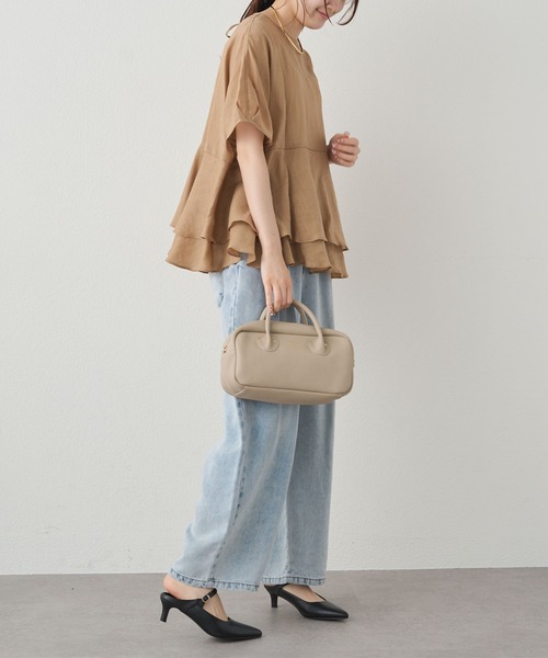 PUAL CE CIN（ピュアルセシン）の「ラミー2枚重ねペプラムブラウス（シャツ/ブラウス・レディース・グレー/サックスブルー/キャメル・FREE）」の19枚目の写真