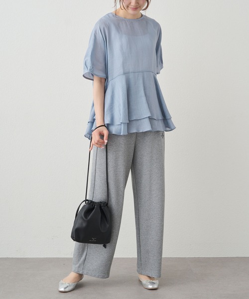 PUAL CE CIN（ピュアルセシン）の「ラミー2枚重ねペプラムブラウス（シャツ/ブラウス・レディース・グレー/サックスブルー/キャメル・FREE）」の10枚目の写真