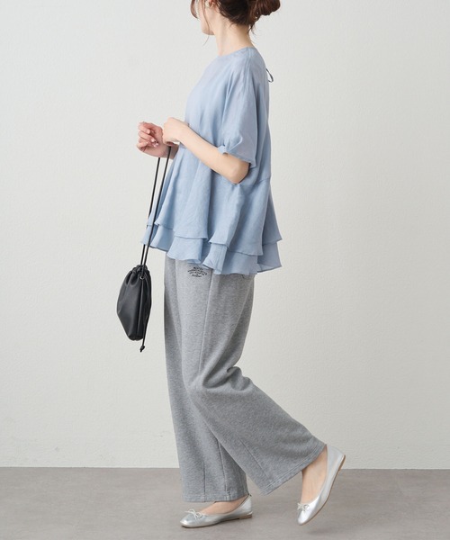 PUAL CE CIN（ピュアルセシン）の「ラミー2枚重ねペプラムブラウス（シャツ/ブラウス・レディース・グレー/サックスブルー/キャメル・FREE）」の11枚目の写真