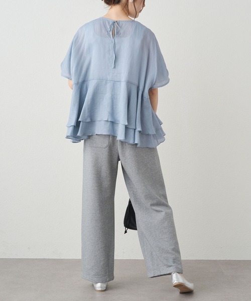 PUAL CE CIN（ピュアルセシン）の「ラミー2枚重ねペプラムブラウス（シャツ/ブラウス・レディース・グレー/サックスブルー/キャメル・FREE）」の12枚目の写真