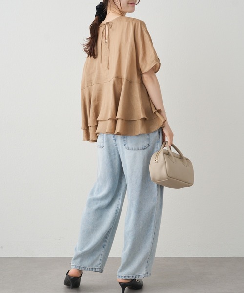 PUAL CE CIN（ピュアルセシン）の「ラミー2枚重ねペプラムブラウス（シャツ/ブラウス・レディース・グレー/サックスブルー/キャメル・FREE）」の18枚目の写真