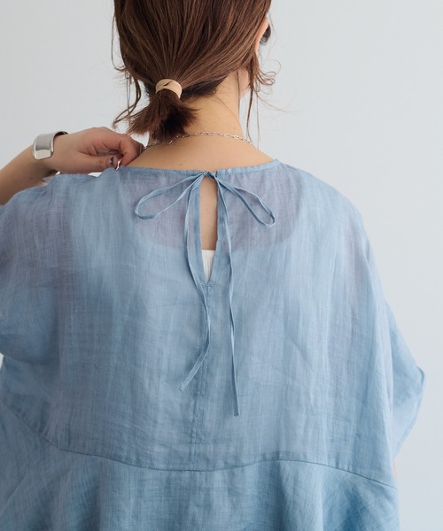 PUAL CE CIN（ピュアルセシン）の「ラミー2枚重ねペプラムブラウス（シャツ/ブラウス・レディース・グレー/サックスブルー/キャメル・FREE）」の7枚目の写真