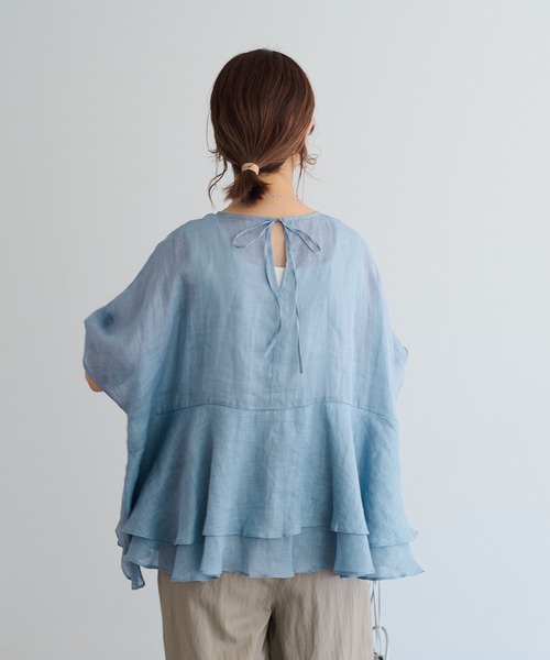 PUAL CE CIN（ピュアルセシン）の「ラミー2枚重ねペプラムブラウス（シャツ/ブラウス・レディース・グレー/サックスブルー/キャメル・FREE）」の6枚目の写真