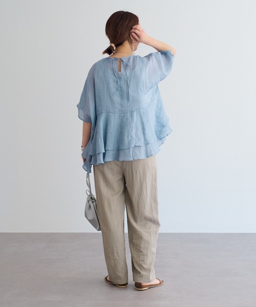 PUAL CE CIN（ピュアルセシン）の「ラミー2枚重ねペプラムブラウス（シャツ/ブラウス・レディース・グレー/サックスブルー/キャメル・FREE）」の9枚目の写真