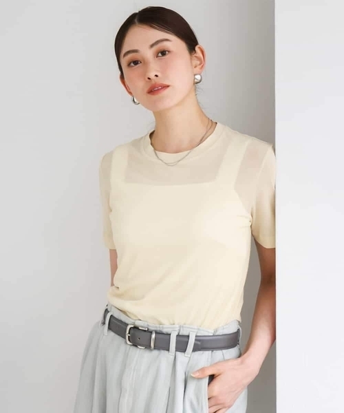 MICHEL KLEIN(ミッシェル・クラン)の「シアークルーネック プルオーバー(Tシャツ/カットソー・レディース・ブルー/アイボリー/クリーム・38)」の3枚目の写真
