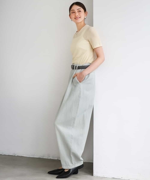 MICHEL KLEIN(ミッシェル・クラン)の「シアークルーネック プルオーバー(Tシャツ/カットソー・レディース・ブルー/アイボリー/クリーム・38)」の16枚目の写真