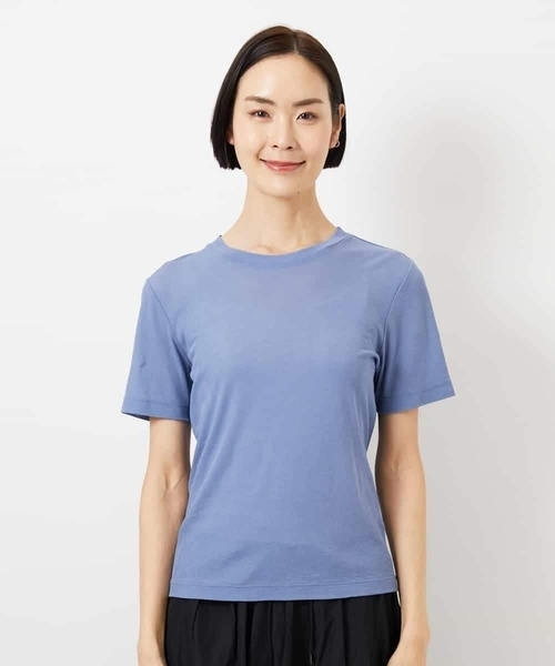 MICHEL KLEIN(ミッシェル・クラン)の「シアークルーネック プルオーバー(Tシャツ/カットソー・レディース・ブルー/アイボリー/クリーム・38)」の4枚目の写真