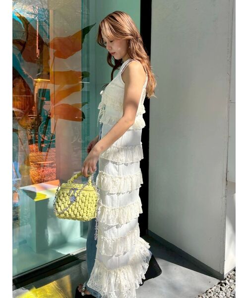 EVRIS（エヴリス）の「レースフリルロングジレ（シャツ/ブラウス・レディース・イエロー/ホワイト・FREE）」の15枚目の写真