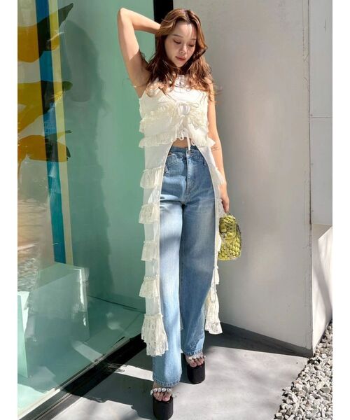 EVRIS（エヴリス）の「レースフリルロングジレ（シャツ/ブラウス・レディース・イエロー/ホワイト・FREE）」の19枚目の写真