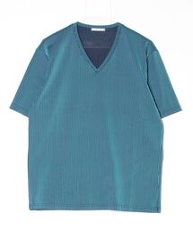 HIGH STREET（ハイストリート）の「HIGH STREET∴ストライプフェードリブVネック半袖Tシャツ（Tシャツ/カットソー）」