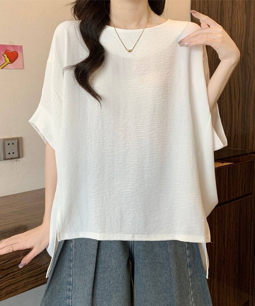 aimoha(アイモハ)の「ドルマンスリーブ ルーズシルエット カットソー (SS)(Tシャツ/カットソー・レディース・ホワイト/ベージュ/ブラック・FREE)」の4枚目の写真