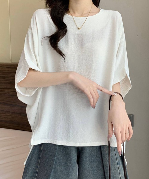 aimoha(アイモハ)の「ドルマンスリーブ ルーズシルエット カットソー (SS)(Tシャツ/カットソー・レディース・ホワイト/ベージュ/ブラック・FREE)」の6枚目の写真
