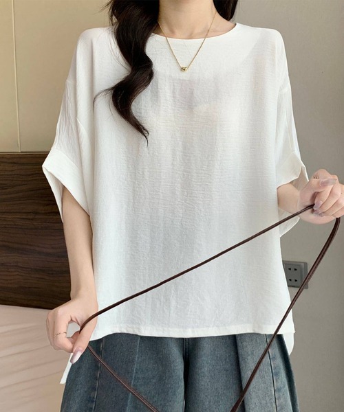 aimoha(アイモハ)の「ドルマンスリーブ ルーズシルエット カットソー (SS)(Tシャツ/カットソー・レディース・ホワイト/ベージュ/ブラック・FREE)」の7枚目の写真