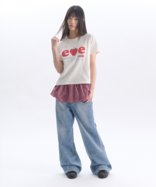 ambler（エムブラー）の「ストロベリー アプリケ刺繍 半袖Tシャツ AS1308 (アイボリー)（Tシャツ/カットソー・レディース・その他・SMALL/MEDIUM/FREE）」の2枚目の写真