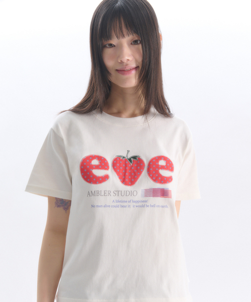 ambler（エムブラー）の「ストロベリー アプリケ刺繍 半袖Tシャツ AS1308 (アイボリー)（Tシャツ/カットソー・レディース・その他・SMALL/MEDIUM/FREE）」の3枚目の写真