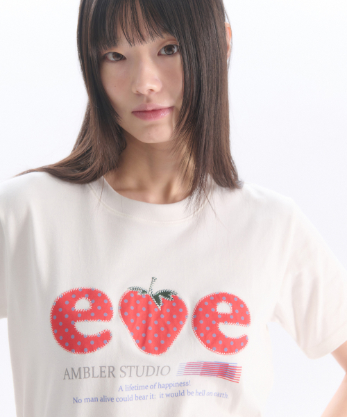 ambler（エムブラー）の「ストロベリー アプリケ刺繍 半袖Tシャツ AS1308 (アイボリー)（Tシャツ/カットソー・レディース・その他・SMALL/MEDIUM/FREE）」の4枚目の写真