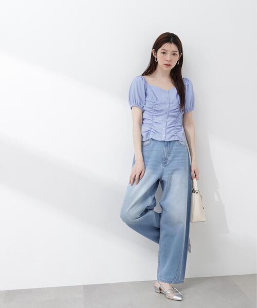 PROPORTION BODY DRESSING(プロポーションボディドレッシング)の「【加藤栞さん着用】<a>ワイドバレルパンツ / 1216139405(その他パンツ・レディース・ベージュ/ブルー系その他/ブルー・MEDIUM/P/S/SMALL)」の2枚目の写真