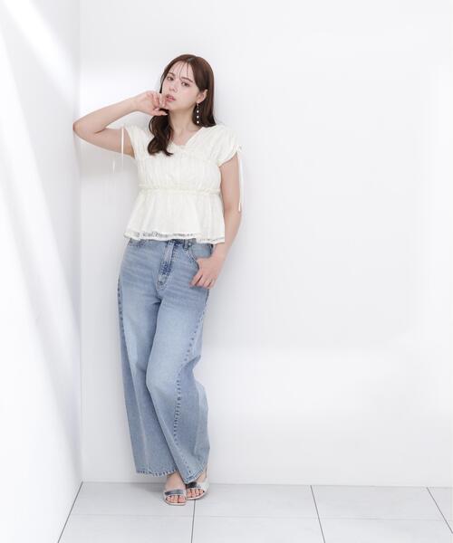 PROPORTION BODY DRESSING(プロポーションボディドレッシング)の「【加藤栞さん着用】<a>ワイドバレルパンツ / 1216139405(その他パンツ・レディース・ベージュ/ブルー系その他/ブルー・MEDIUM/P/S/SMALL)」の4枚目の写真