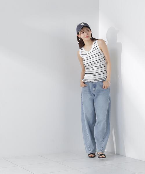 PROPORTION BODY DRESSING(プロポーションボディドレッシング)の「【加藤栞さん着用】<a>ワイドバレルパンツ / 1216139405(その他パンツ・レディース・ベージュ/ブルー系その他/ブルー・MEDIUM/P/S/SMALL)」の11枚目の写真