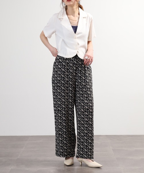 EGLANTINE(エグランティーヌ)の「EGLANTINE セットアップ対応 プリントパンツ(その他パンツ・レディース・ブラック/ベージュ・40)」の8枚目の写真