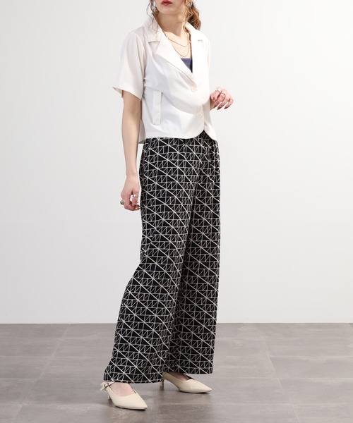EGLANTINE(エグランティーヌ)の「EGLANTINE セットアップ対応 プリントパンツ(その他パンツ・レディース・ブラック/ベージュ・40)」の9枚目の写真