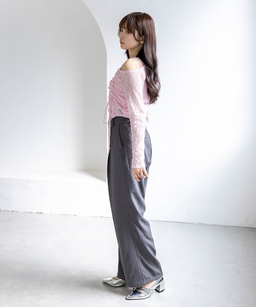 clear（クリア）の「サイドドロストワンショルレーストップス&キャミセット［骨格ウェーブ/華奢見え/調整可能/フェミニン］（アンサンブル・レディース・ベージュ/ブラック/オフホワイト/ピンク・F）」の16枚目の写真