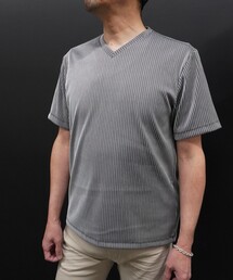 NICOLE selection（ニコルセレクション）の「タックボーダーストライプVネック（Tシャツ/カットソー）」