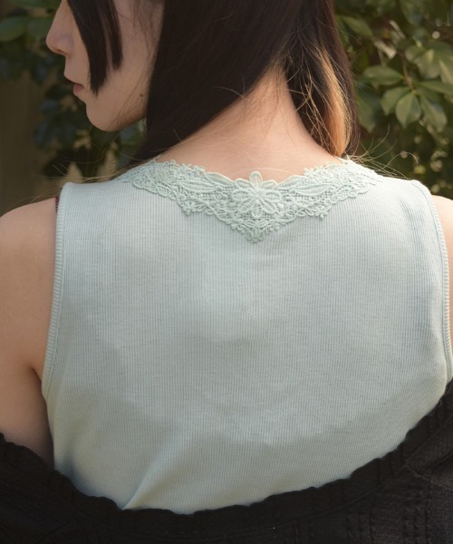 axes femme（アクシーズファム）の「吸水速乾モチーフレースタンク（タンクトップ・レディース・ブラック/ピンク/キナリ/オレンジ/ミント・FREE）」の7枚目の写真