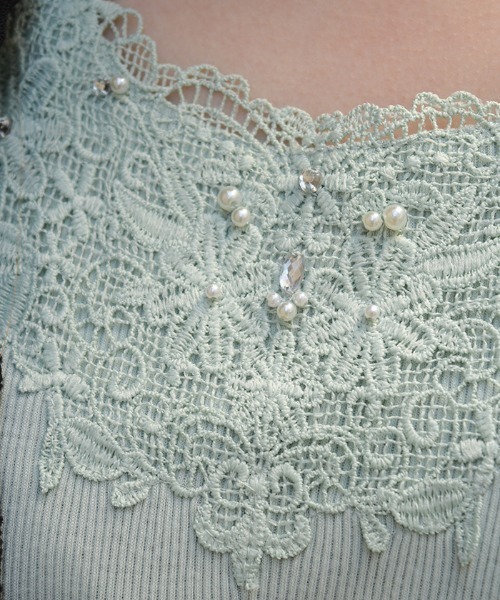 axes femme（アクシーズファム）の「吸水速乾モチーフレースタンク（タンクトップ・レディース・ブラック/ピンク/キナリ/オレンジ/ミント・FREE）」の8枚目の写真