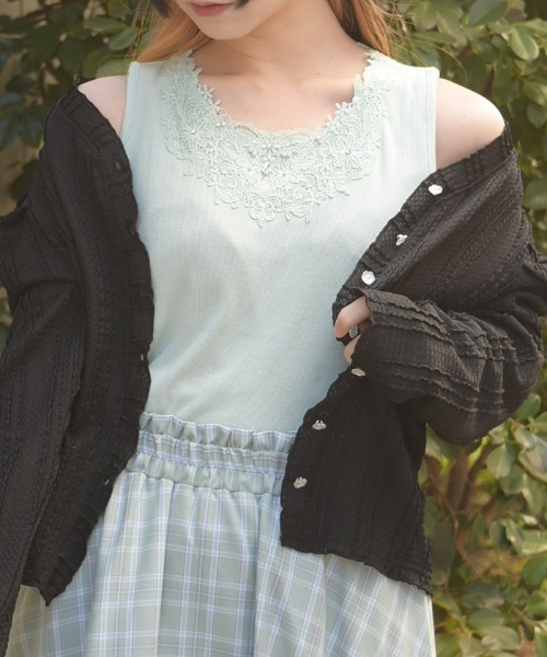 axes femme（アクシーズファム）の「吸水速乾モチーフレースタンク（タンクトップ・レディース・ブラック/ピンク/キナリ/オレンジ/ミント・FREE）」の6枚目の写真