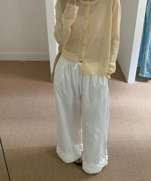 Doula Doula（ドゥーラドゥーラ）の「裾フリルワイドイージーパンツ（その他パンツ・レディース・ホワイト/ブルー・FREE）」の16枚目の写真