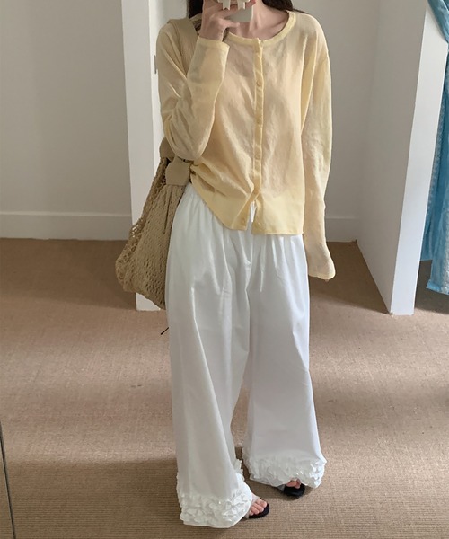 Doula Doula（ドゥーラドゥーラ）の「裾フリルワイドイージーパンツ（その他パンツ・レディース・ホワイト/ブルー・FREE）」の19枚目の写真