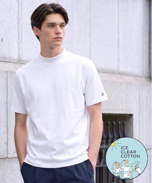 接触冷感／抗菌防臭／消臭】ICE CLEAR COTTON モックネックTシャツ（T