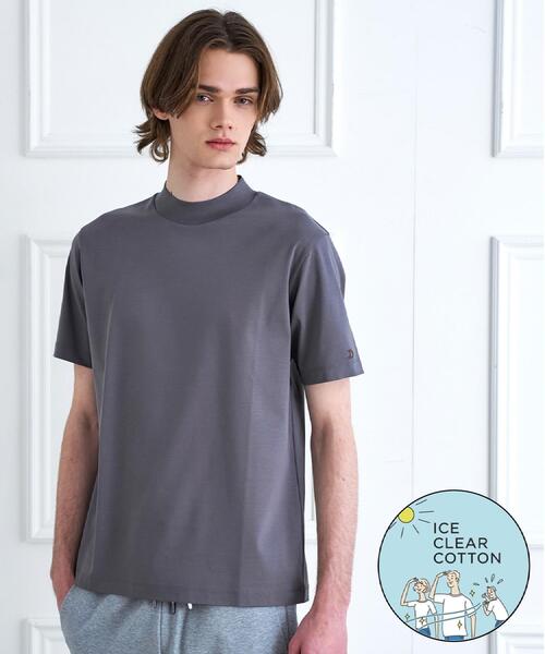 接触冷感／抗菌防臭／消臭】ICE CLEAR COTTON モックネックTシャツ（T