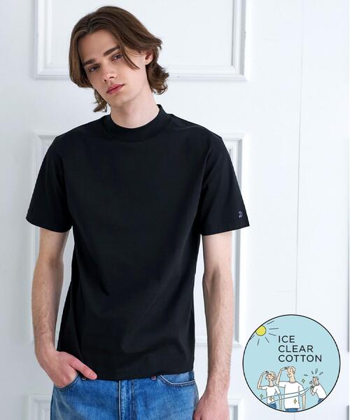 接触冷感／抗菌防臭／消臭】ICE CLEAR COTTON モックネックTシャツ（T