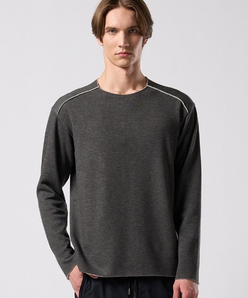 wjk(ダヴルジェイケイ)の「msw1867- back boa cut-off crew 裏起毛スウェット(7144 pe57j)(スウェット・メンズ・ブラック/チャコール/ホワイト・S/M/L/XL)」の3枚目の写真