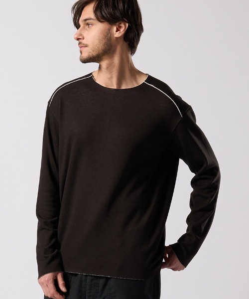 wjk(ダヴルジェイケイ)の「msw1867- back boa cut-off crew 裏起毛スウェット(7144 pe57j)(スウェット・メンズ・ブラック/チャコール/ホワイト・S/M/L/XL)」の2枚目の写真