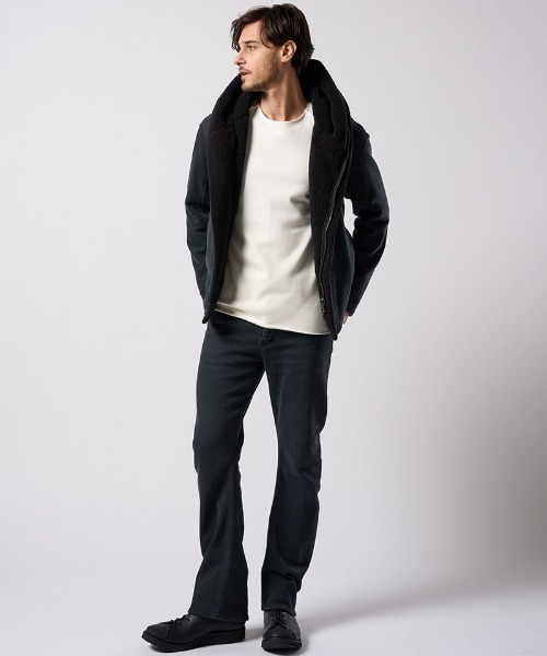 wjk(ダヴルジェイケイ)の「msw1867- back boa cut-off crew 裏起毛スウェット(7144 pe57j)(スウェット・メンズ・ブラック/チャコール/ホワイト・S/M/L/XL)」の22枚目の写真