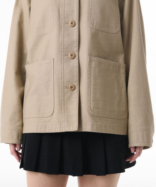 MUSINSA STANDARD WOMAN（ムシンサスタンダードウーマン）の「ウィメンズバックサテンチョアジャケット[ベージュ]（ミリタリージャケット・レディース・その他・LARGE/MEDIUM/SMALL/X-SMALL）」の4枚目の写真