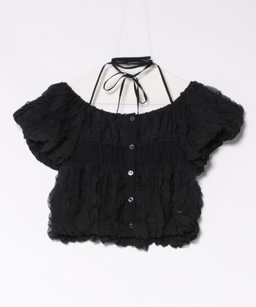 CLANE  クラネ　ブラウス　黒　トップス CLANE W FACE TOPSTITCHED FRILL TOPS（シャツ/ブラウス）｜CLANE