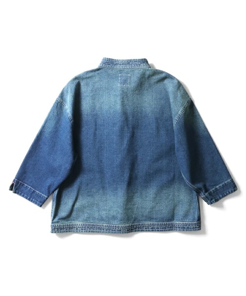 HOUSTON（ヒューストン）の「HOUSTON woman ヒューストン ウーマン 10oz DENIM CHINA JACKET デニム チャイナジャケット（デニムジャケット・レディース・ライトインディゴブルー/インディゴブルー/ワンウォッシュ・1/0）」の6枚目の写真