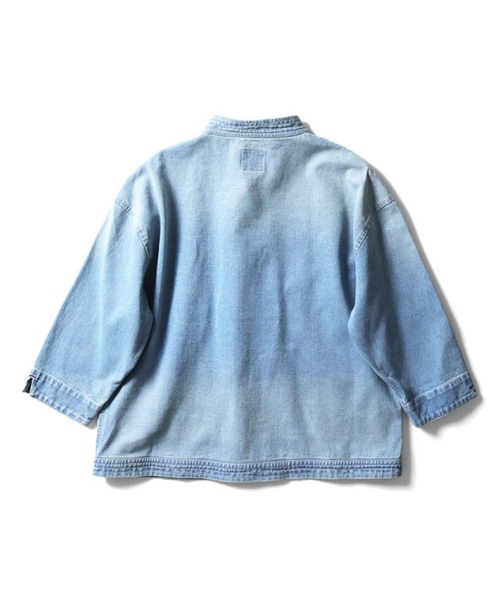 HOUSTON（ヒューストン）の「HOUSTON woman ヒューストン ウーマン 10oz DENIM CHINA JACKET デニム チャイナジャケット（デニムジャケット・レディース・ライトインディゴブルー/インディゴブルー/ワンウォッシュ・1/0）」の8枚目の写真