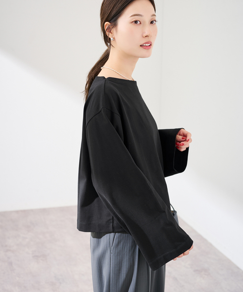FRAMeWORK(フレームワーク)の「ハイゲージ天竺コットンプルオーバー(Tシャツ/カットソー・レディース・ホワイト/マルチ/ブラック・FREE)」の9枚目の写真