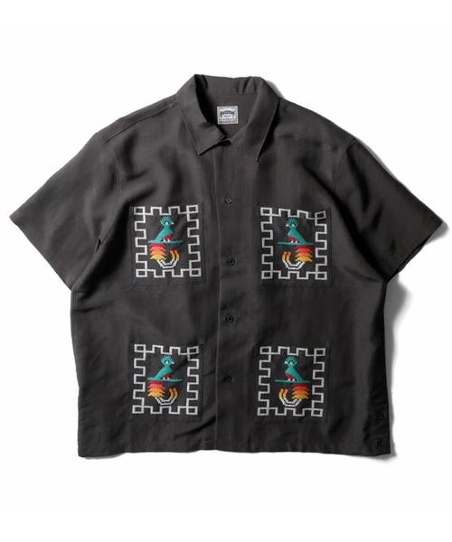HOUSTON（ヒューストン）の「HOUSTON ヒューストン LINEN GUATEMALA SHIRT リネン グアテマラシャツ / オープンカラーシャツ / 開襟シャツ（シャツ/ブラウス・メンズ・ブラウン/グレー/チャコール・M/XL/L）」の6枚目の写真