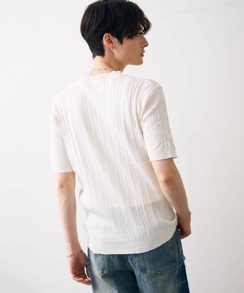 Shoowtime（ショウタイム）の「Collared henley knit polo / カラードヘンリーネックニットカットソー（Tシャツ/カットソー・メンズ・ブラック/ホワイト・MEDIUM/LARGE/X-LARGE）」の10枚目の写真