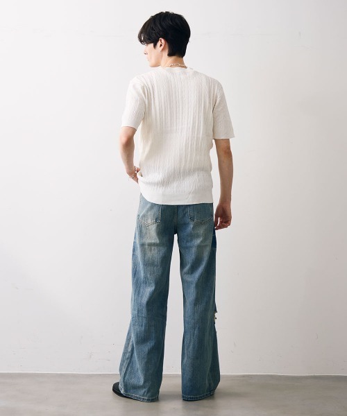 Shoowtime（ショウタイム）の「Collared henley knit polo / カラードヘンリーネックニットカットソー（Tシャツ/カットソー・メンズ・ブラック/ホワイト・MEDIUM/LARGE/X-LARGE）」の20枚目の写真