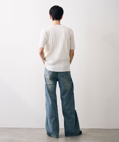 Shoowtime（ショウタイム）の「Collared henley knit polo / カラードヘンリーネックニットカットソー（Tシャツ/カットソー・メンズ・ブラック/ホワイト・MEDIUM/LARGE/X-LARGE）」の21枚目の写真