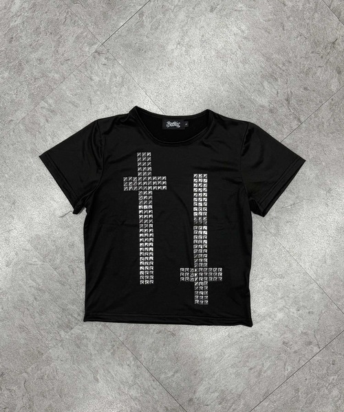 ATMARK(アットマーク)の「《3サイズ展開 / LADIES 》クロススタッズデザイン Tシャツ(Tシャツ/カットソー・レディース・ブラック・L/M/S)」の9枚目の写真