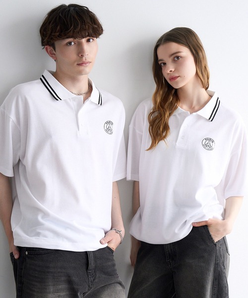 PARIS SAINT-GERMAIN(パリサンジェルマン)の「【Paris Saint-Germain/パリサンジェルマン】リブライン ワンポイント 半袖ポロシャツ 鹿の子(ポロシャツ・メンズ・スミクロ/ホワイト/ブラック・M/L/XL)」の7枚目の写真